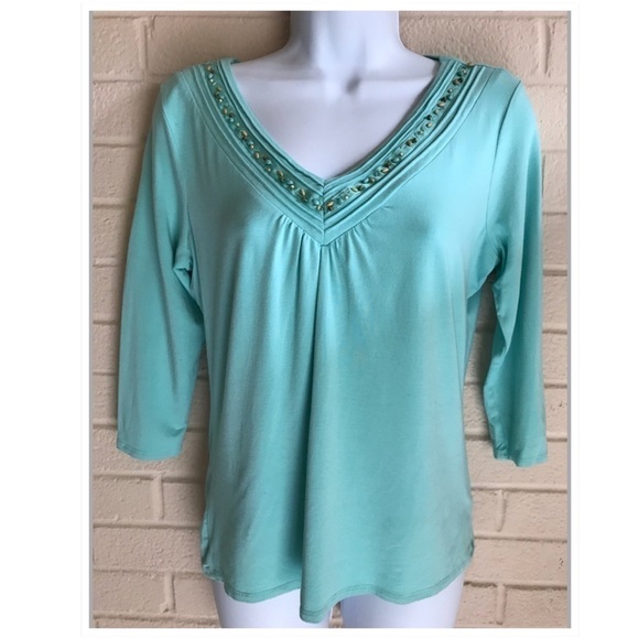 STYLE&CO Beaded Neckline Top - Picture 3 of 3